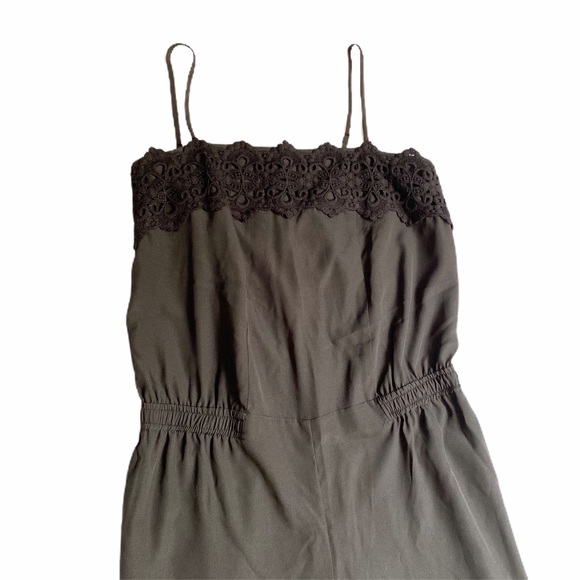 NWT Ann Taylor Black Lace Trim Cinched Jumpsuit - Picture 8 of 10